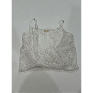 Hollister White Lace Cami Tank Top XS Floral Sheer Layering